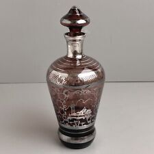 VTG Murano Amethyst Glass Decanter w/ Silver Overlay Electro Plating & Stopper picture