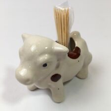 Vintage Cow Toothpick Holder White with Brown Spots Made in Japan picture