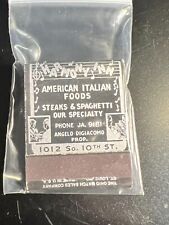 MATCHBOOK - AMERICAN ITALIAN FOODS STEAK & SPAGHETTI - OMAHA - UNSTRUCK picture