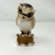 Vintage Ardalt Porcelain Owl Figurine Pin Cushion Scissor Holder Sewing Japan picture