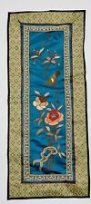 Vintage Chinese Hand Embroidered Silk Wall Hanging Bird Floral Blue Tapestry picture