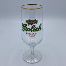 Grolsch Premium Lager Stemmed Beer Glass 7” Tall One Sided Label 10oz Gold Rim picture