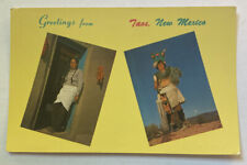 Vintage Postcard ~ Taos Pueblo Man & Cochiti Male Dancer ~ Taos New Mexico NM picture