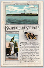 Antique Poem Postcard~ Baltimore Our Baltimore~ Municipal Anthem Flag~ Maryland picture