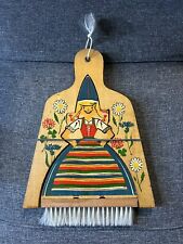 Vintage Wooden Swedish Wall Decor Hanging Hand Painted Wooden Dust Pan & Brush picture