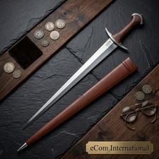 33" Custom Hand Forged Viking Sword Battle Ready Functional Wooden Scabbard picture