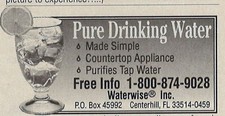 Waterwise Inc Vintage Print Ad 1995 Pure Drinking Water Filter Centerhill FL u picture