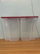 Tupperware Modular Oval Clear Storage Containers With Red Lids-Set of 2 picture