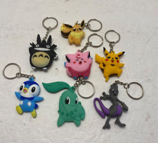 Mixed Lot 7 Pokémon Keychains Silicone Characters Metal Rings picture