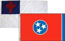 3x5 Christian Christ & State Tennessee 2 Pack Flag Wholesale Combo 3'x5' picture
