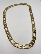 18” 51g HEAVY GOLD FILLED MENS CUBAN FIGARO LINK NECKLACE HIGH QUALITY picture
