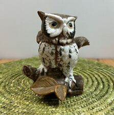 Vintage OWL Figurine Homeco #1114 Great Horned Owl Painted Ceramic Statue picture