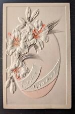 Pale Pink Easter Postcard Heavily Embossed Flowers & Prettier Than the Photo picture
