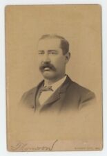 Antique c1880s Cabinet Card Handsome Man With Large Mustache Kansas City, MO picture