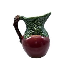 Vintage Olfaire Portugal Large Apple Pitcher Carafe 9.5 in. Red Bottom Green Top picture