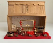 Antique Vintage  Japanese Makie Lacquer Miniature Wood Hina Doll Make upTool picture