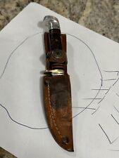 vintage Western USA 628 K fixed blade hunting knife with leather sheath picture