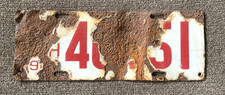 RARE 1914 PORCELAIN MICHIGAN LICENSE PLATE ROAD KILL CONDITION HEAVY WEAR ETC picture