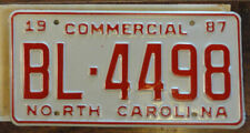NOS 1987 North Carolina license plate BL 4498 new NC picture