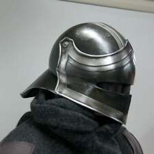 Blackened 18 Gauge Steel Medieval Darkknight Sallet Helmet picture