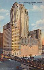 Chicago IL-Illinois Cook County Civic Opera Wacker Drive 1940s Linen Postcard picture