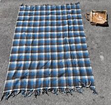 Vintage Pendleton Robe In A Bag Wool Stadium Blanket Plaid Blue/Brown w/ Bag picture