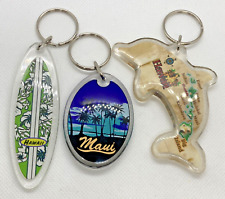 Lot of 3 Hawaii Plastic Keychains Surfboard Dolphin Maui Travel Gift Tourism picture