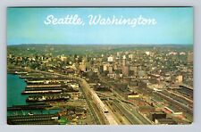 Seattle WA-Washington, Aerial View Metropolitan Area, Vintage Souvenir Postcard picture