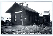 c1960 MSTL Depot Callendar Iowa Vintage Train Depot Station RPPC Photo Postcard picture
