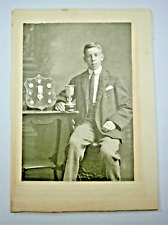 Athlete Posing with Sport Trophy Cup and Medals from the early 1900's picture