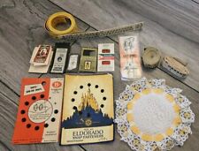 Lot Of Vintage Sewing Needles, Measuring Tape, Snaps, Pin Cushion picture