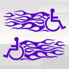Handicaps Handicap Wheel-chair Wheelie Disabled 12" Grape Purple Decal Stickers picture