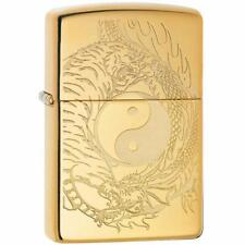 Zippo Windproof Lighter Tiger and Dragon Design Brass Finish Refillable 49024 picture