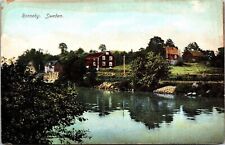 Ronneby Sweden Scenic European Waterway Houses Countryside UDB Postcard picture