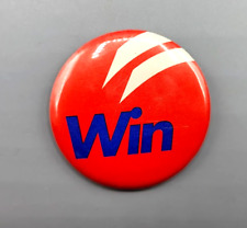Vintage Win Red White and Blue Round Pinback Button Pin picture