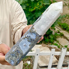 2.6LB Large Natural water grass agate water Obelisk crystal energy column picture