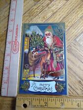 Postcard - Embossed Santa & Holiday Print - Greeting Card - A Merry Christmas picture