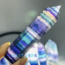Natural Rainbow fluorite obelisk gem quartz crystal wand point reiki healing 1pc picture