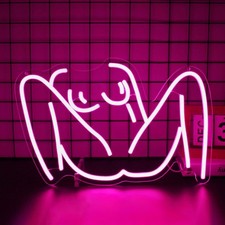 16"x11" Pink Girl Lady Sex Bathroom LED Neon Sign With Dimmer USB Powered Light picture