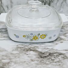 Corning Ware Floral Bouquet 1 qt Casserole Dish w/ Lid A-1-B Glass Backing Dish picture