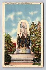 Chicago IL-Illinois, World War Soldiers, Sailors Monument, Vintage Postcard picture