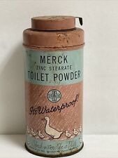 Vintage Collectible Merck Zinc Stearate Toilet Talcum Diaper Powder Tin N.J. M picture