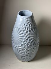 Vintage Gray Floral Ceramic Vase 8.5 in. picture