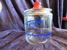 Vintage Tom's Toasted Peanuts Glass Jar with Red Top Knob - Perfect... picture