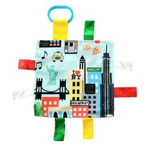 City Baby Crinkle & Teething Tag Square Tummy Time Toy, 8x8 Inch, New York, Blue picture