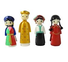 Traditional Vietnamese Women Figurines Set of 4 Gom Viet Hand Painted Poly Resin picture