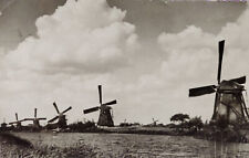 Holland Windmills RPPC Photo Vintage Postcard Molenlandschap Netherlands c1956 picture