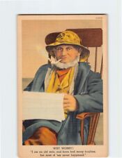 Postcard Old Man sitting on a chair and smoking pipe Art print picture