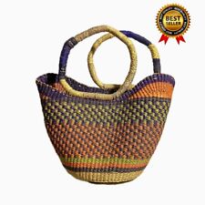 African Brown African Woven Sisal Shoulder Bag Crossbody Leather Bag-960 picture
