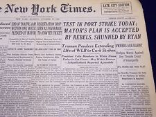 1945 OCT 15 NEW YORK TIMES - TEST IN PORT STRIKE TODAY MAYOR'S PLAN - NT 285 picture